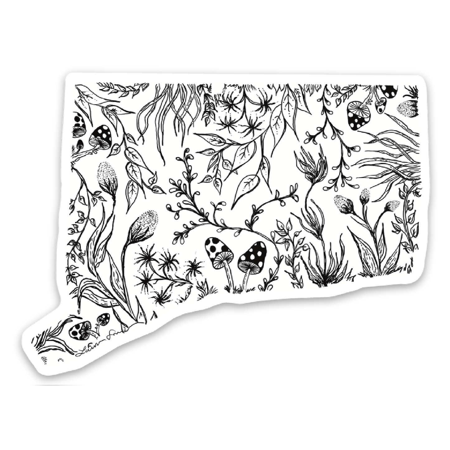 Floral Connecticut Sticker