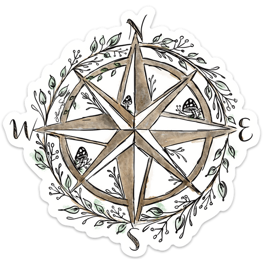 Floral Compass Rose Sticker