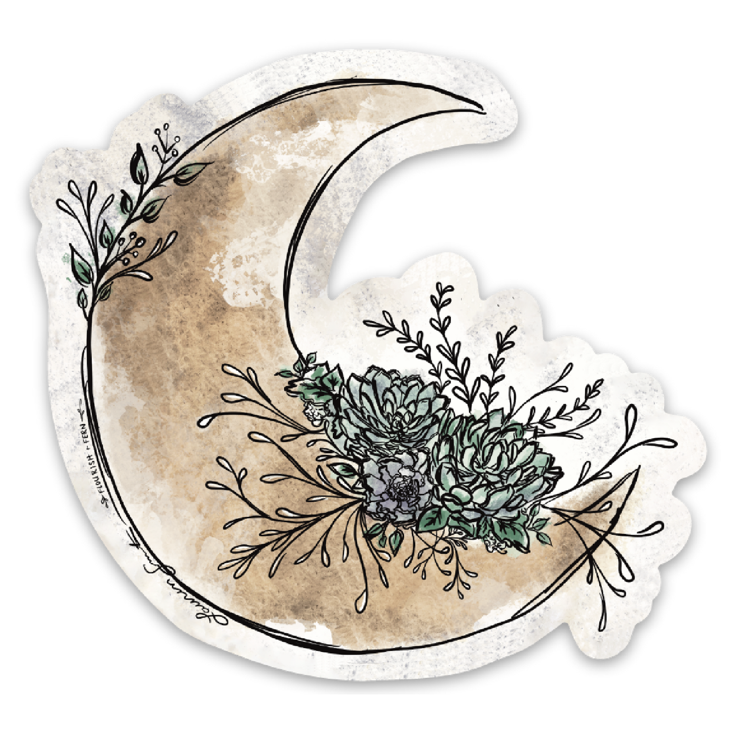 Floral Moon Sticker