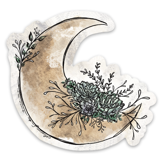 Floral Moon Sticker