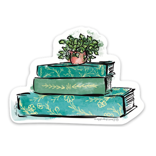 Teal Book Stack Sticker