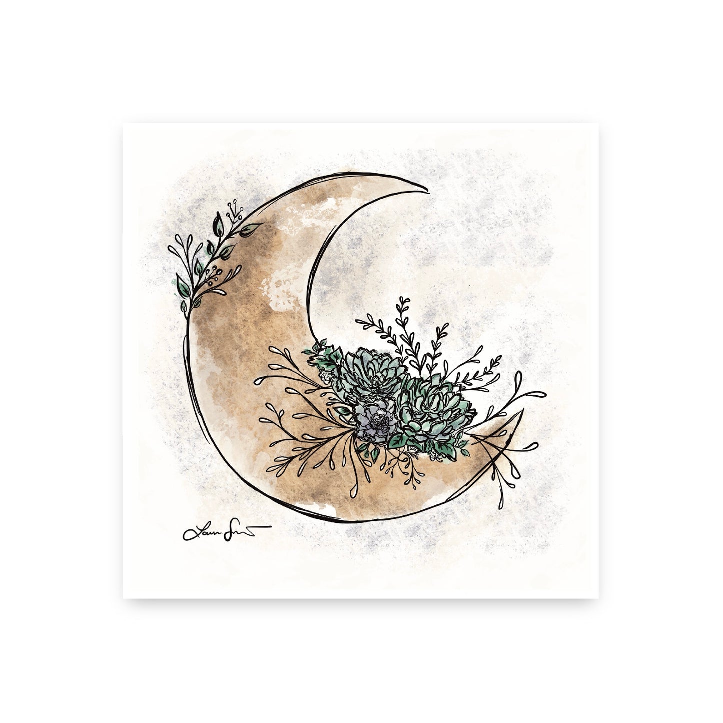 Moon Florals Art Print