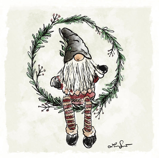 Gnome Wreath Art Print