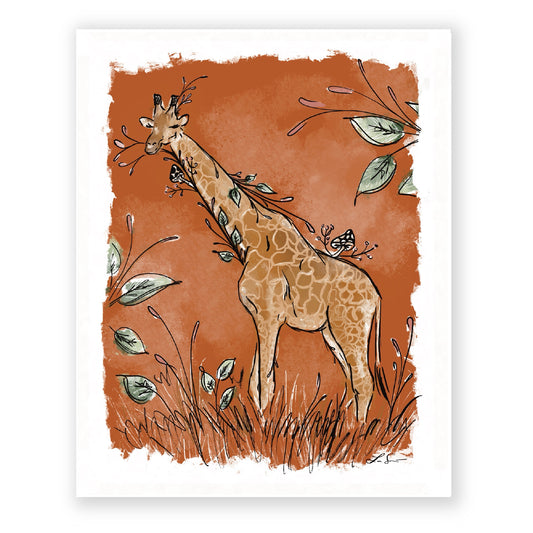 Floral Giraffe Art Print | Safari Series