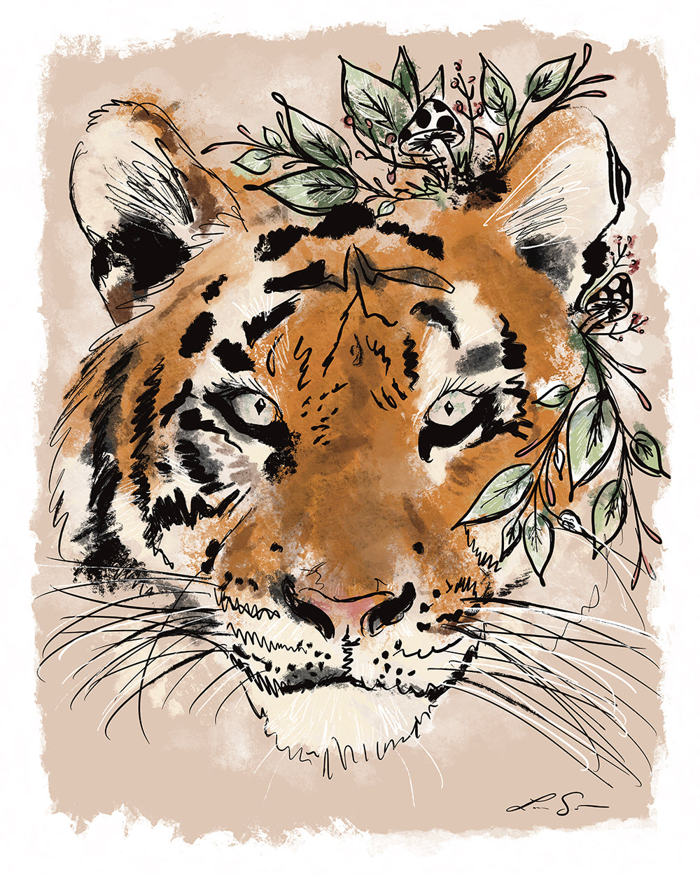 Floral Tiger Art Print | Safari Series