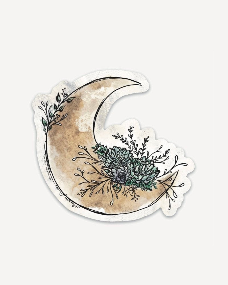 Floral Moon Sticker