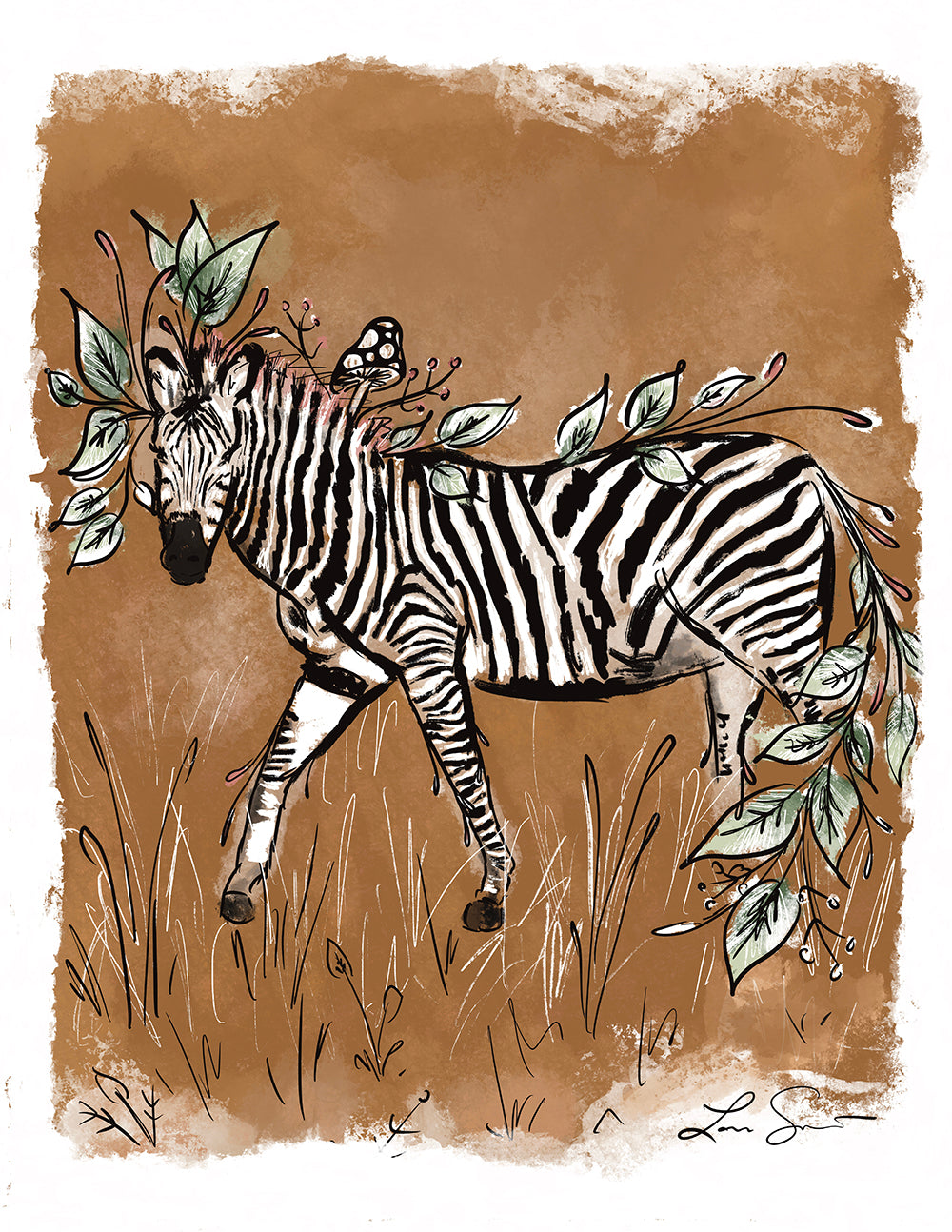 Floral Zebra Art Print | Safari Series