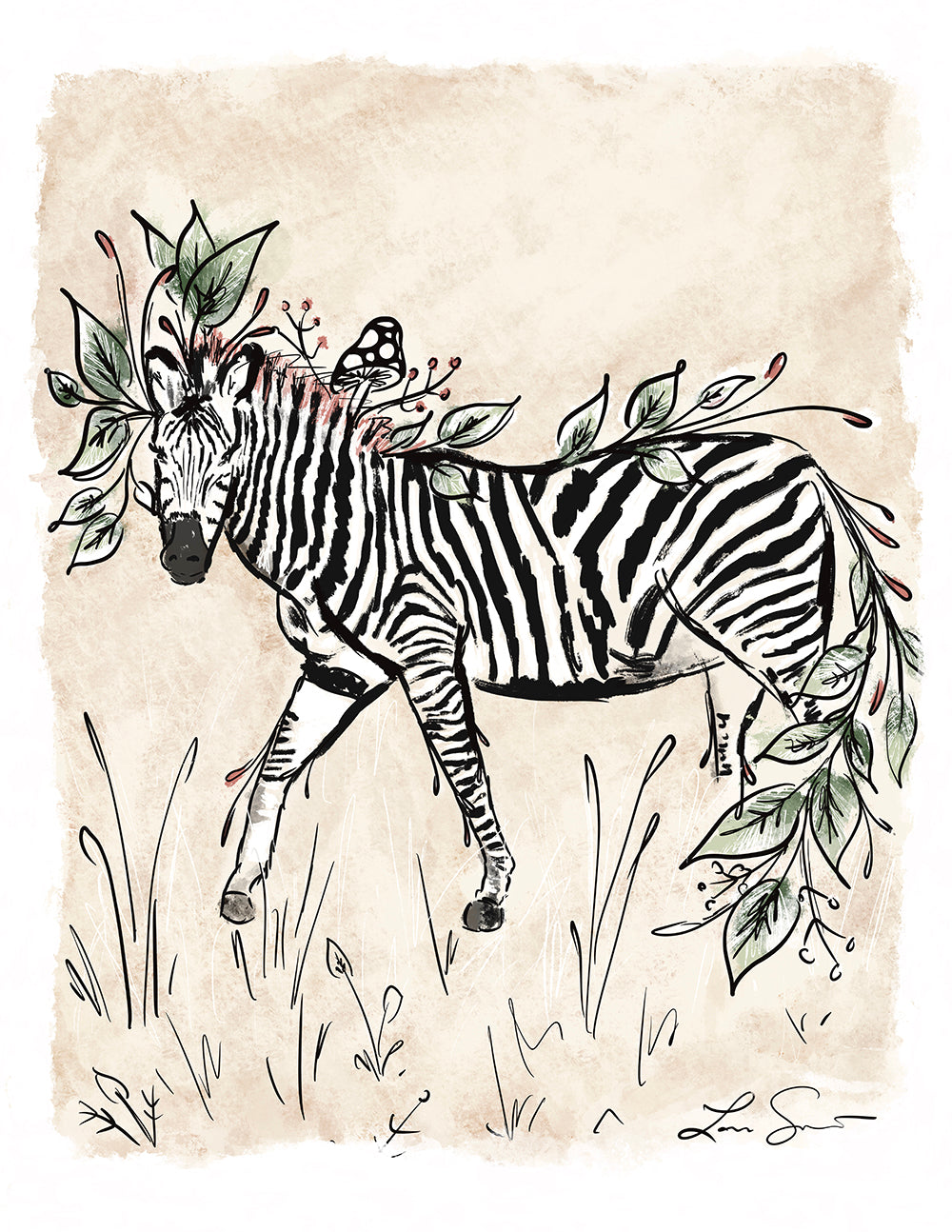 Floral Zebra Art Print | Safari Series